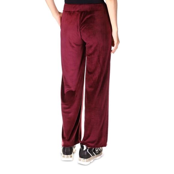 Michael Kors Velour Pants Womens Burgundy Pocketed Pull-on Metallic Logo Size L - Picture 3 of 5
